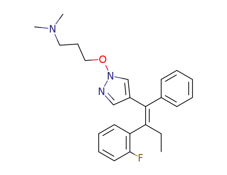 Molecular Structure of 572908-64-6 (1-Propanamine,
3-[[4-[(1Z)-2-(2-fluorophenyl)-1-phenyl-1-butenyl]-1H-pyrazol-1-yl]oxy]-N,
N-dimethyl-)
