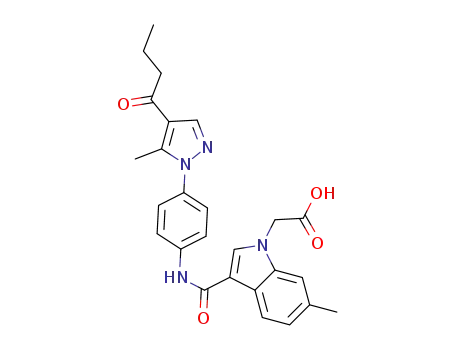Molecular Structure of 1404532-88-2 ({3-[4-(4-butyryl-5-methylpyrazol-1-yl)phenylcarbamoyl]-6-methyl-indol-1-yl}acetic acid)
