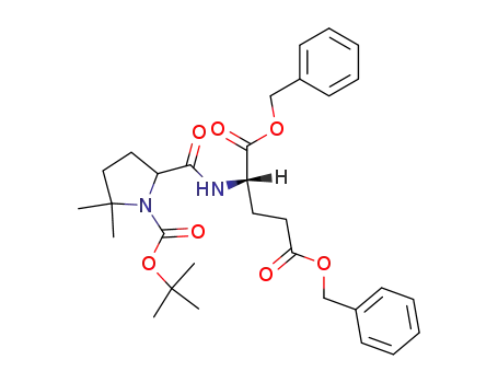 2-[(1-<i>tert</i>-butoxycarbonyl-5,5-dimethyl-pyrrolidine-2-carbonyl)-amino]-pentanedioic acid dibenzyl ester