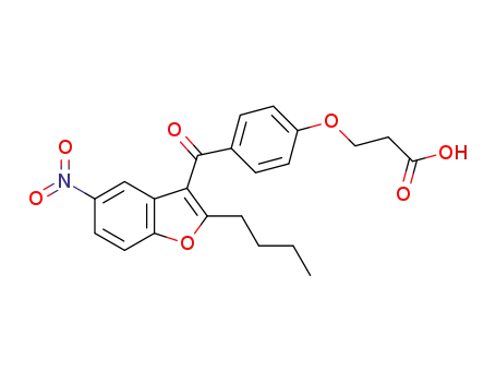 Molecular Structure of 1542232-29-0 (3-[4-(2-butyl-5-nitro-benzofuran-3-carbonyl)phenoxy]-propionic acid)
