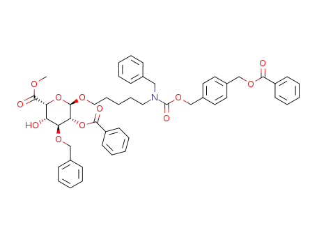 4-(phenylcarboxymethyl)benzyl N-benzyl N-(5-(methyl (2-O-benzoyl-3-O-benzyl-α-L-idopyranosyloxy)uronate)pentyl) carbamate