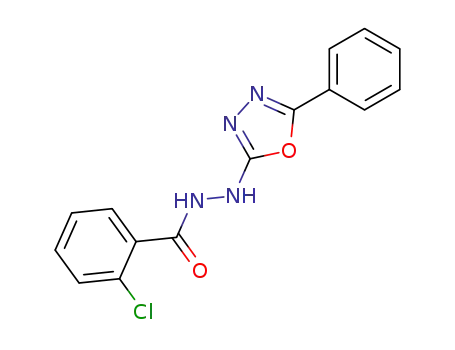 Molecular Structure of 861229-55-2 (2-chloro-benzoic acid <i>N</i>'-(5-phenyl-[1,3,4]oxadiazol-2-yl)-hydrazide)