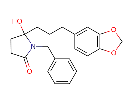 Molecular Structure of 587854-63-5 (2-Pyrrolidinone,
5-[3-(1,3-benzodioxol-5-yl)propyl]-5-hydroxy-1-(phenylmethyl)-)