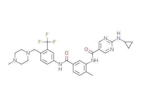 2-(cyclopropylamino)-N-(2-methyl-5-((4-((4-methylpiperazin-1-yl)methyl)-3-(trifluoromethyl)phenyl)carbamoyl)phenyl)pyrimidine-5-carboxamide