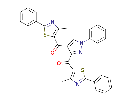 Molecular Structure of 923929-15-1 ([4-(4-methyl-2-phenyl-thiazole-5-carbonyl)-1-phenyl-1<i>H</i>-pyrazol-3-yl]-(4-methyl-2-phenyl-thiazol-5-yl)-methanone)