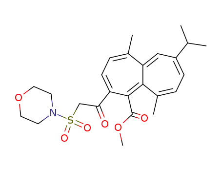 Molecular Structure of 202286-74-6 (1-Heptalenecarboxylic acid,
5,10-dimethyl-7-(1-methylethyl)-2-[(4-morpholinylsulfonyl)acetyl]-, methyl
ester)