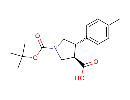 Molecular Structure of 1360437-60-0 (BOC-(TRANS)-4-(4-METHYL-PHENYL)-PYRROLIDINE-3-CARBOXYLIC ACID)
