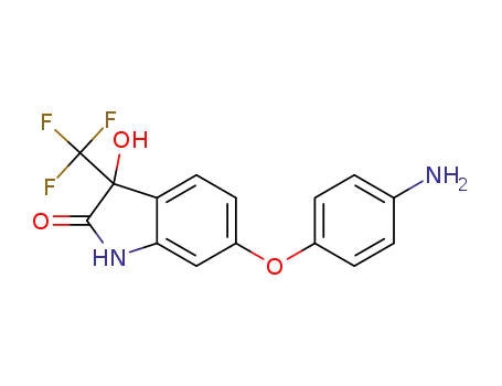Molecular Structure of 1400992-23-5 (6-(4-aminophenoxy)-3-hydroxy-3-(trifluoromethyl)indolin-2-one)