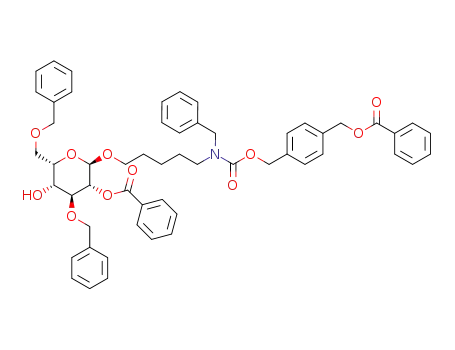 4-(phenylcarboxymethyl)benzyl N-benzyl N-(5-(2-O-benzoyl-3,6-di-O-benzyl-α-L-idopyranosyloxy)pentyl)carbamate