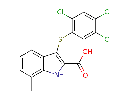 Molecular Structure of 1429474-46-3 (7-methyl-3-((2,4,5-trichlorophenyl)thio)-1H-indole-2-carboxylic acid)
