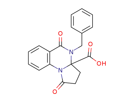 Molecular Structure of 852706-19-5 (4-BENZYL-1,5-DIOXO-2,3,4,5-TETRAHYDROPYRROLO[1,2-A]QUINAZOLINE-3A(1H)-CARBOXYLIC ACID)