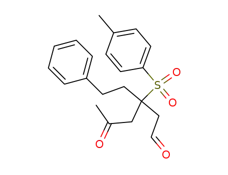 Molecular Structure of 594858-99-8 (Benzenepentanal, b-[(4-methylphenyl)sulfonyl]-b-(2-oxopropyl)-)
