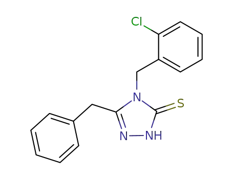 Molecular Structure of 475579-88-5 (3H-1,2,4-Triazole-3-thione,
4-[(2-chlorophenyl)methyl]-2,4-dihydro-5-(phenylmethyl)-)