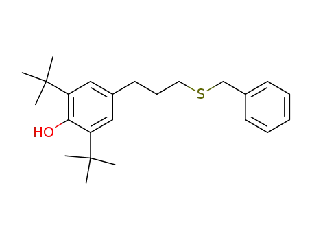 Molecular Structure of 52696-94-3 (Phenol, 2,6-bis(1,1-dimethylethyl)-4-[3-[(phenylmethyl)thio]propyl]-)