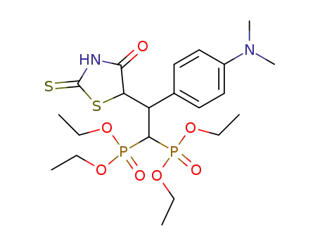 Molecular Structure of 634915-49-4 ([1-(diethoxy-phosphoryl)-2-(4-dimethylamino-phenyl)-2-(4-oxo-2-thioxo-thiazolidin-5-yl)-ethyl]-phosphonic acid diethyl ester)