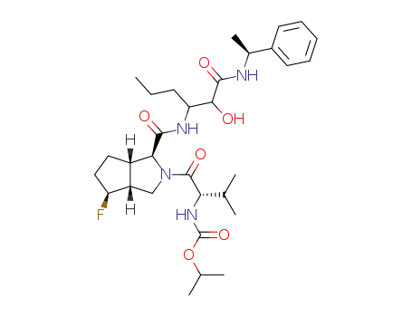 [(S)-1-((1S,3aR,4S,6aS)-4-Fluoro-1-{1-[hydroxy-((S)-1-phenyl-ethylcarbamoyl)-methyl]-butylcarbamoyl}-hexahydro-cyclopenta[c]pyrrole-2-carbonyl)-2-methyl-propyl]-carbamic acid isopropyl ester