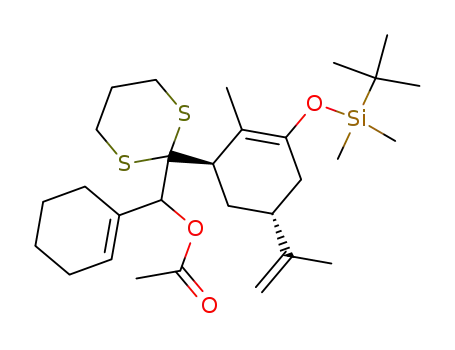 Acetic acid {2-[(1R,5R)-3-(tert-butyl-dimethyl-silanyloxy)-5-isopropenyl-2-methyl-cyclohex-2-enyl]-[1,3]dithian-2-yl}-cyclohex-1-enyl-methyl ester
