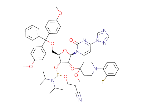 5'-O-(4,4'-dimethoxytrityl)-2'-O-[1-(2-fluorophenyl)-4-methoxypiperidin-4-yl]-4-(1,2,4-triazolyl)uridine 3'-O-[2-cyanoethyl-N,N-(diisopropylamino)]phosphoramidite