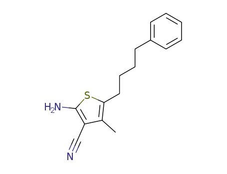 Molecular Structure of 602330-67-6 (3-Thiophenecarbonitrile, 2-amino-4-methyl-5-(4-phenylbutyl)-)