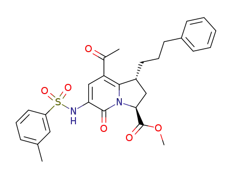 (1R,3S)-8-Acetyl-5-oxo-1-(3-phenyl-propyl)-6-(toluene-3-sulfonylamino)-1,2,3,5-tetrahydro-indolizine-3-carboxylic acid methyl ester