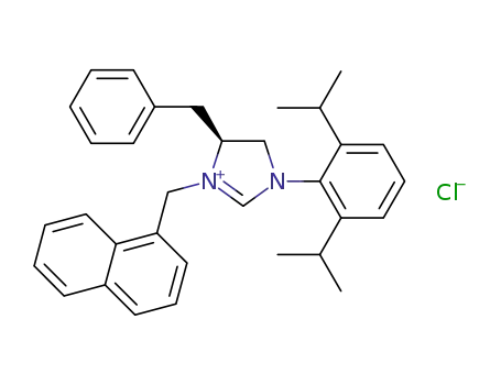 Molecular Structure of 1450713-41-3 ((S)-4-benzyl-1-(2,6-diisopropylphenyl)-3-(naphthalen-1-ylmethyl)-4,5-dihydro-1H-imidazol-3-ium chloride)