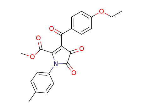 Molecular Structure of 142954-55-0 (1H-Pyrrole-2-carboxylic acid,
3-(4-ethoxybenzoyl)-4,5-dihydro-1-(4-methylphenyl)-4,5-dioxo-, methyl
ester)