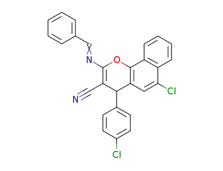 4H-Naphtho[1,2-b]pyran-3-carbonitrile,
6-chloro-4-(4-chlorophenyl)-2-[(phenylmethylene)amino]-
