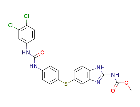 Molecular Structure of 209803-72-5 ((5-{4-[3-(3,4-dichloro-phenyl)-ureido]-phenylsulfanyl}-1<i>H</i>-benzoimidazol-2-yl)-carbamic acid methyl ester)