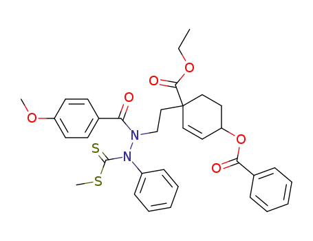 benzoic acid 4-ethoxycarbonyl-4-{2-[N-(4-methoxybenzoyl)-N'-methylsulfanylthiocarbonyl-N'-phenylhydrazino]ethyl}cyclohex-2-enyl ester