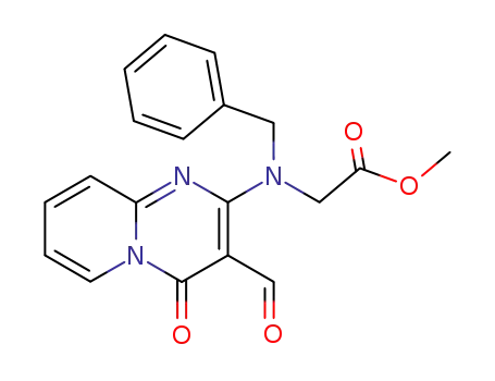 Molecular Structure of 597558-89-9 (Glycine,
N-(3-formyl-4-oxo-4H-pyrido[1,2-a]pyrimidin-2-yl)-N-(phenylmethyl)-,
methyl ester)