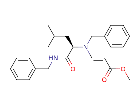 Molecular Structure of 1026075-91-1 ((E)-3-[Benzyl-((R)-1-benzylcarbamoyl-3-methyl-butyl)-amino]-acrylic acid methyl ester)