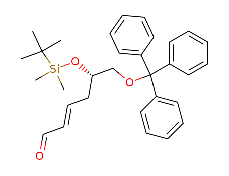 Molecular Structure of 499144-88-6 (2-Hexenal, 5-[[(1,1-dimethylethyl)dimethylsilyl]oxy]-6-(triphenylmethoxy)-,
(2E,5S)-)