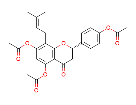 Molecular Structure of 1141487-32-2 (2-(4-acetoxyphenyl)-8-(3-methylbut-2-enyl)-4-oxochroman-5,7-diyl diacetate)