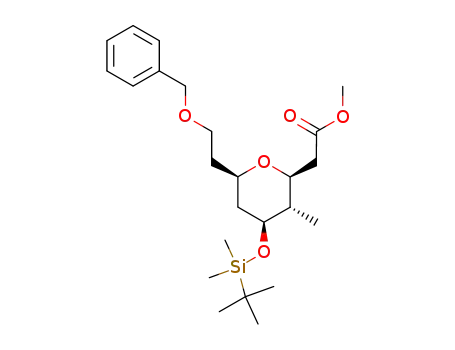 (+)-methyl (2S,3S,4S,6R)-[6-(2-benzyloxy-ethyl)-4-(tert-butyldimethylsilanyloxy)-3-methyl-tetrahydropyran-2-yl]-acetate
