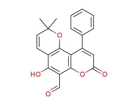 5-hydroxy-2,2-dimethyl-8-oxo-10-phenyl-2H,8H-pyrano[2,3-f]chromen-6-carbaldehyde