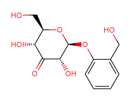 Molecular Structure of 808770-08-3 ((2R,3R,5S,6S)-3,5-Dihydroxy-2-hydroxymethyl-6-(2-hydroxymethyl-phenoxy)-tetrahydro-pyran-4-one)