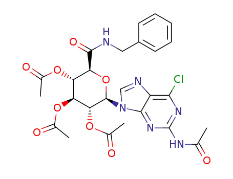 N-benzyl-1-deoxy-1-(2-acetamido-6-chloropurin-9-yl)-2,3,4-tri-O-acetyl-β-D-glucopyranuronamide