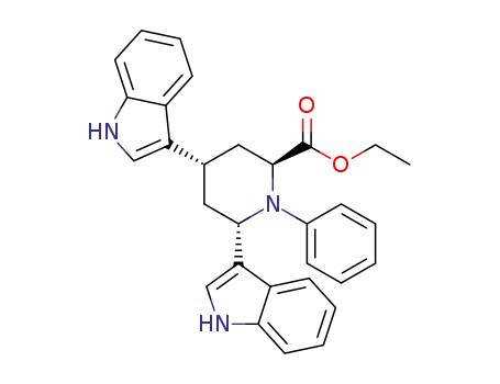 Molecular Structure of 1608150-18-0 (ethyl (2S,4S,6S)-4,6-di(1H-indol-3-yl)-1-phenylpiperidine-2-carboxylate)