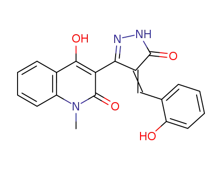 2(1H)-Quinolinone,
3-[4,5-dihydro-4-[(2-hydroxyphenyl)methylene]-5-oxo-1H-pyrazol-3-yl]-4-
hydroxy-1-methyl-