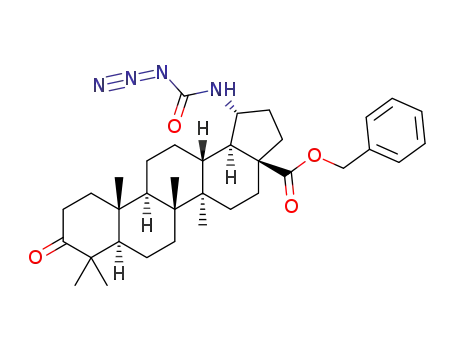 Molecular Structure of 1621534-29-9 ((1R,3aR,5aR,5bR,7aR,11aR,11bR,13aR,13bR)-benzyl 1-((azidocarbonyl)amino)-5a,5b,8,8,11a-pentamethyl-9-oxoicosahydro-1H-cyclopenta[a]chrysene-3a-carboxylate)
