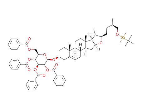 Molecular Structure of 637029-31-3 ((22R,25R)-3β-(2,3,4,6-tetra-O-benzoyl-β-D-glucopyranosyloxy)-26-tert-butyldimethylsilyloxy-5-furosten)