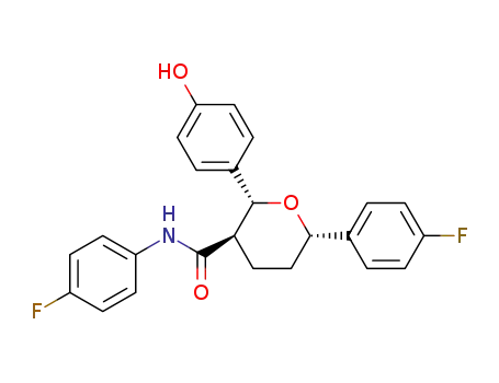 Molecular Structure of 1296129-15-1 ((2R,3R,6S)-N,6-Bis(4-fluorophenyl)tetrahydro-2-(4-hydroxyphenyl)-2H-pyran-3-carboxaMide)