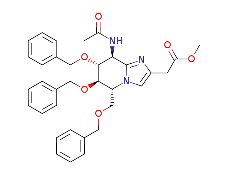 methyl (5R,6R,7S,8S)-8-acetamido-6,7-bis(benzyloxy)-5-[(benzyloxy)methyl]-5,6,7,8-tetrahydroimidazo[1,2-a]pyridine-2-acetate
