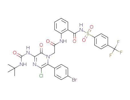 2-(2-(6-(4-bromophenyl)-3-(3-(tert-butyl)ureido)-5-chloro-2-oxopyrazin-1(2H)-yl)acetamido)-N-((4-(trifluoromethyl)phenyl)sulfonyl)benzamide