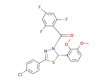 Molecular Structure of 949931-37-7 (Methanone, [(2R)-5-(4-chlorophenyl)-2-(2,3-dimethoxyphenyl)-1,3,4-thiadiazol-3(2H)-yl](2,4,6-trifluorophenyl)-)