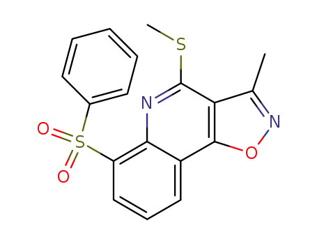 Molecular Structure of 899793-36-3 (Isoxazolo[4,5-c]quinoline,  3-methyl-4-(methylthio)-6-(phenylsulfonyl)-)