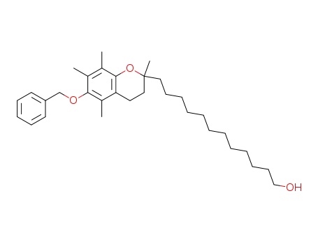 Molecular Structure of 918876-11-6 (2H-1-Benzopyran-2-dodecanol,
3,4-dihydro-2,5,7,8-tetramethyl-6-(phenylmethoxy)-)