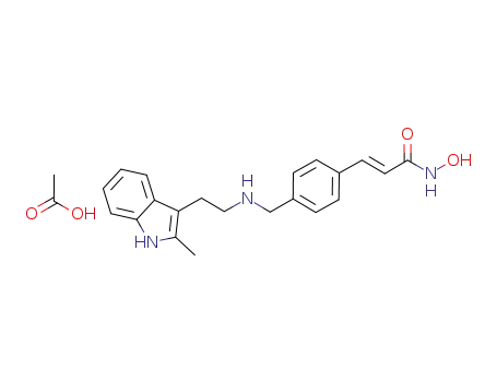 Molecular Structure of 960055-50-9 (N-hydroxy-3-[4-[[[2-(2-methyl-1H-indol-3-yl)ethyl]amino]methyl]phenyl]-2E-2-propenamide acetate)