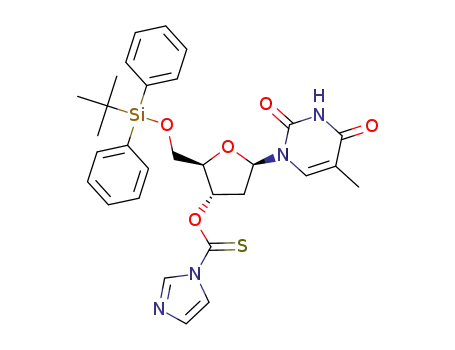1-[5-O-(tert-butyldiphenylsilyl)-2-deoxy-3-O-[(1-imidazolyl)thiocarbonyl]-β-D-erythro-pentofuranosyl]thymine