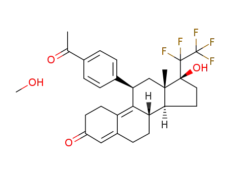 11β-(4-acetylphenyl)-20,20,21,21,21-pentafluoro-17-hydroxy-19-nor-17α-pregna-4,9-dien-3-one methanol solvate
